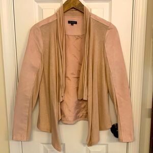 Faux suede drape front blazer